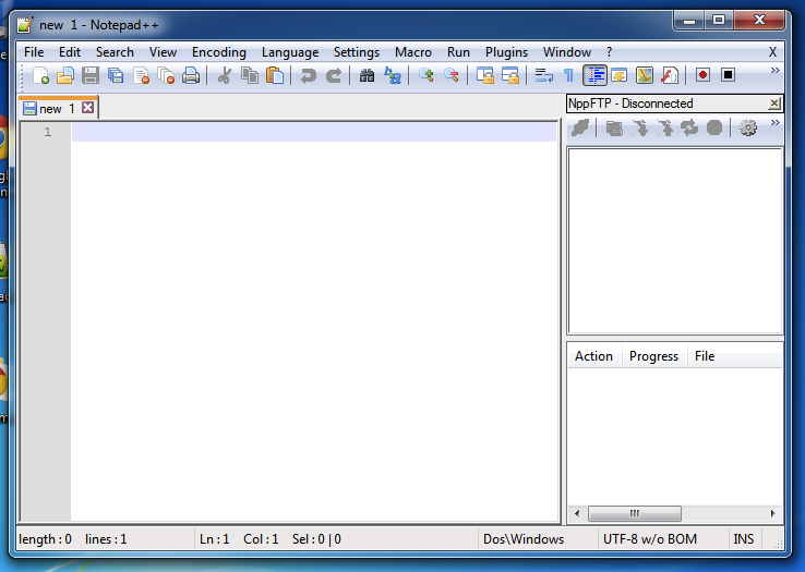 New document with Notepad++